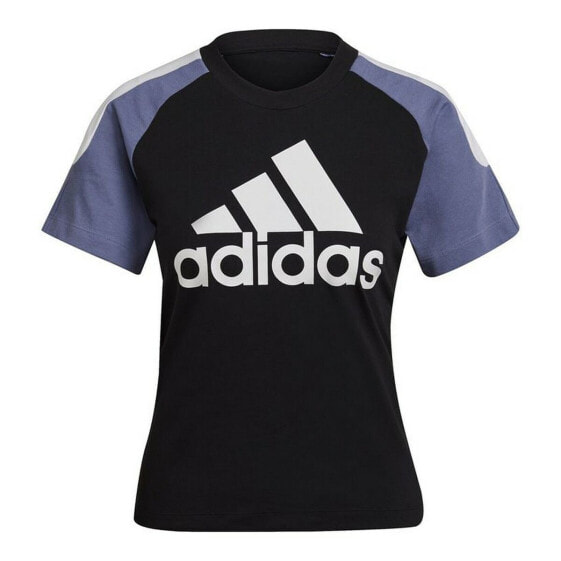 Футболка с коротким рукавом женская Adidas Sportswear Colorblock Чёрный