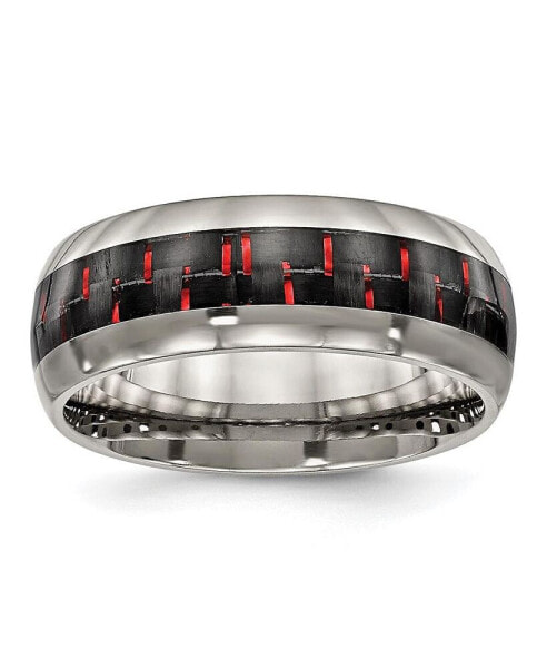 Titanium Black and Red Carbon Fiber Inlay Wedding Band Ring