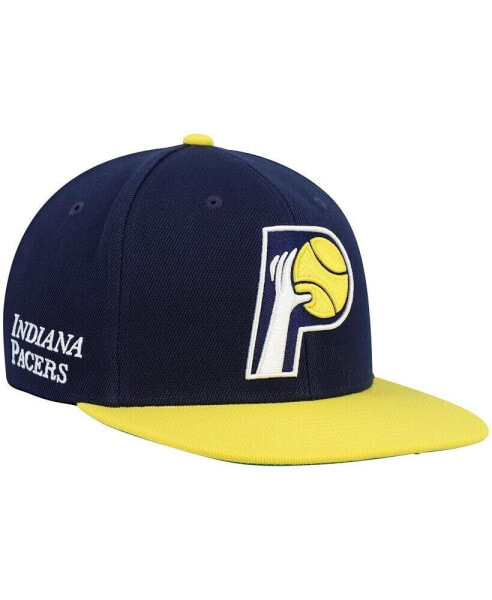 Men's Navy, Gold Indiana Pacers Hardwood Classics Core Side Snapback Hat