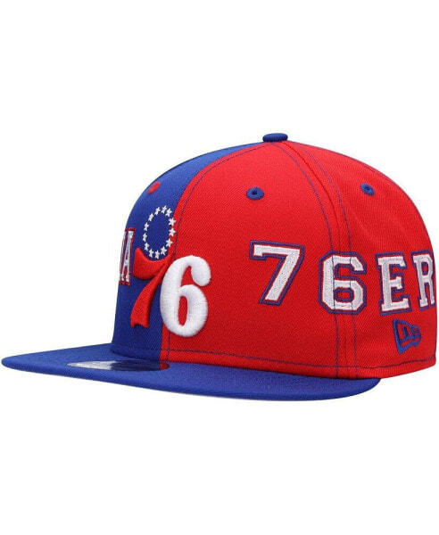 Men's Royal, Red Philadelphia 76ers Team Split 9FIFTY Snapback Hat