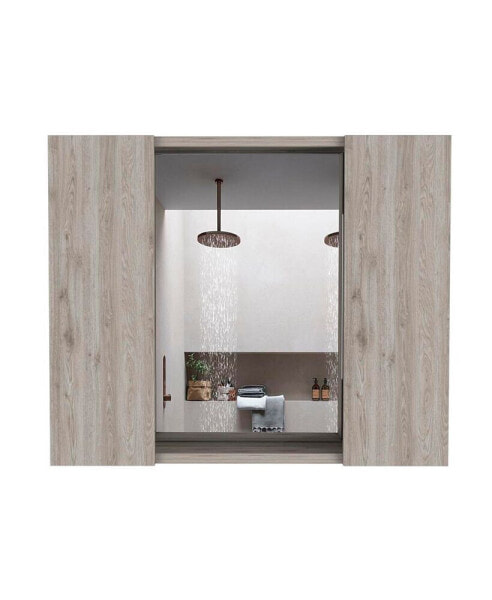 Artemisa Medicine Cabinet, Double Door, Mirror, One External Shelf - Light Gray