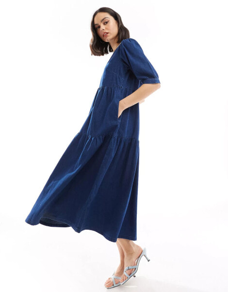 Nobody's Child Rochelle denim midi dress in blue