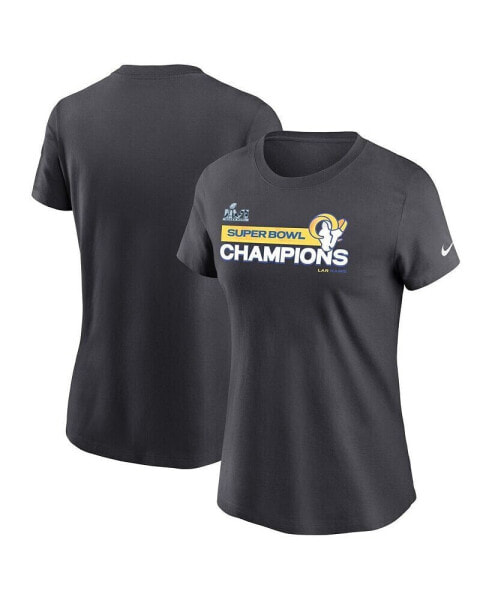 Women's Anthracite Los Angeles Rams Super Bowl LVI Champions T-shirt