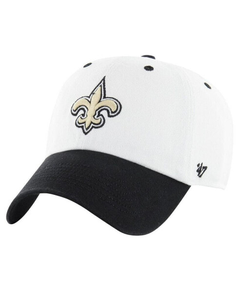 47 Brand Men's White/Black New Orleans Saints Double Header Diamond Clean Up Adjustable Hat