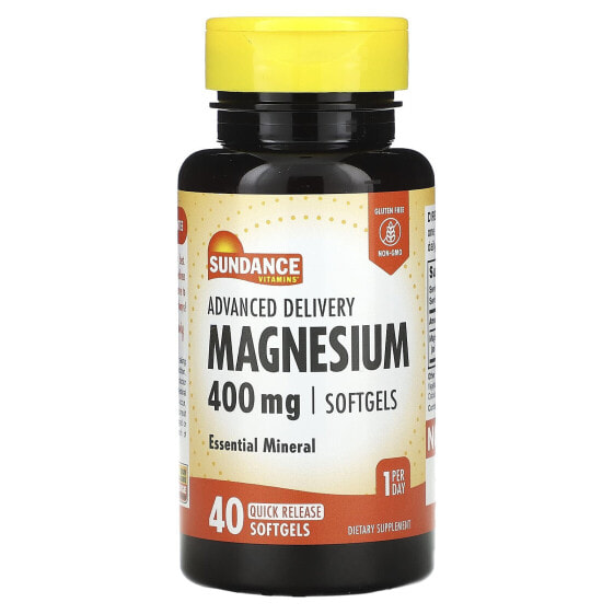 Минеральные магний Sundance Vitamins Magnesium 400 мг, 40 быстро растворимых гелевых капсул