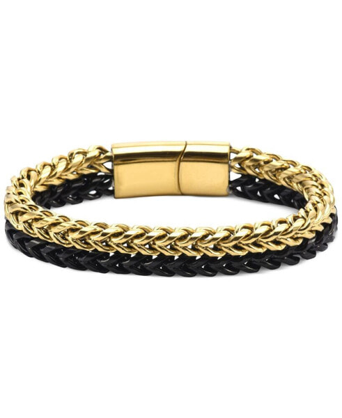 Men's Two-Tone Double Strand Chain Bracelet in Black & Gold-Tone Ion-Plated Stainless Steel