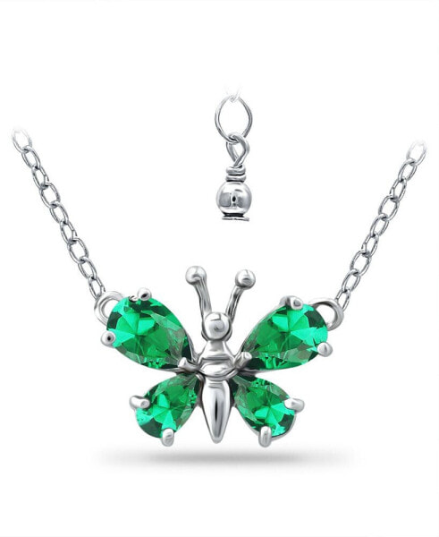 Created Green Quartz Butterfly Necklace