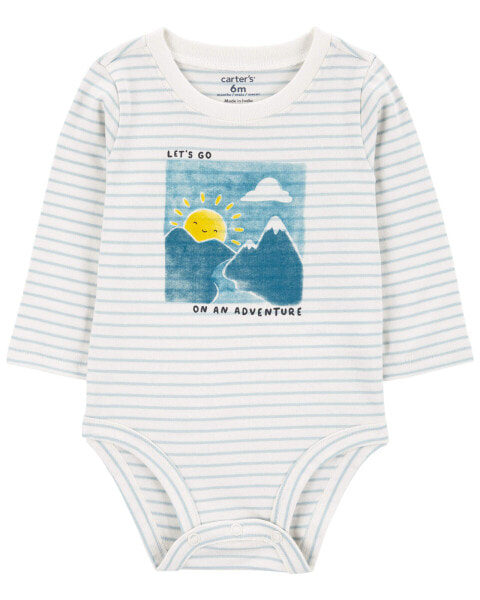 Baby Adventure Striped Long-Sleeve Bodysuit 9M