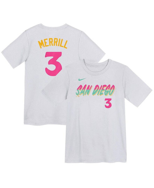 Preschool Jackson Merrill White San Diego Padres City Connect Player Name Number T-Shirt