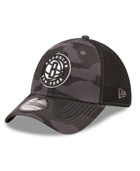 Men's Charcoal, Black Brooklyn Nets Camo 39THIRTY Flex Hat
