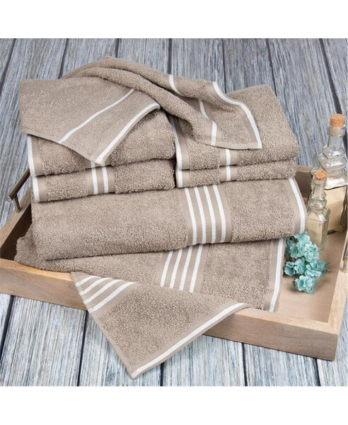 27.5 x 53 in. Rio 100 Percent Cotton Towel Set, Taupe - 8 Piece