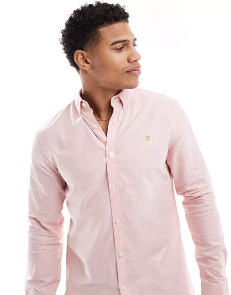 Farah brewer long sleeve shirt in pink