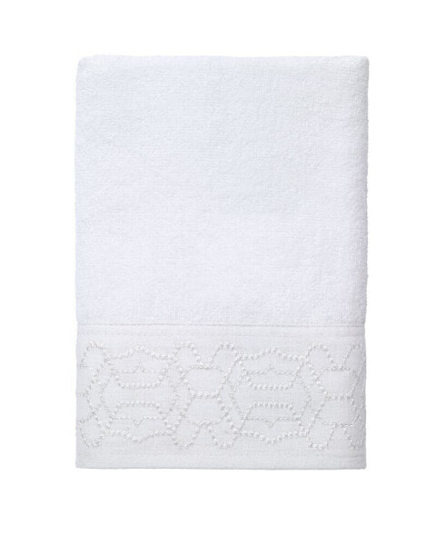 Serafina Geometric Embroidered Cotton Hand Towel, 16" x 30"