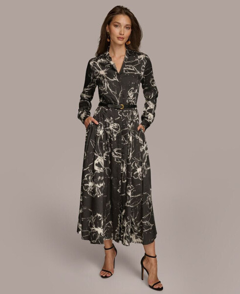 Donna Karan Women's Printed Belted Shirtdress