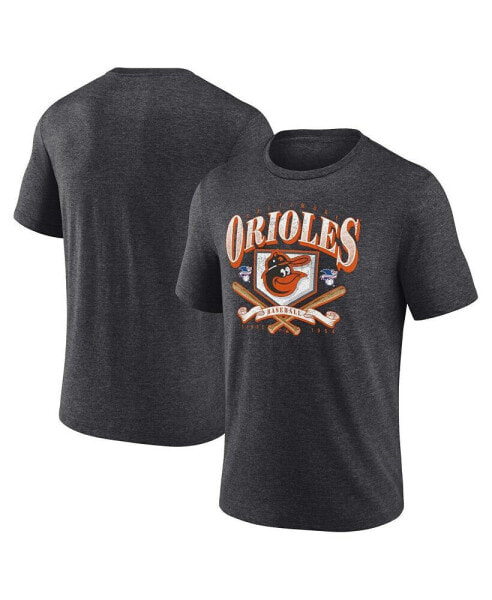 Men's Heather Charcoal Baltimore Orioles Home Team Tri-Blend T-Shirt