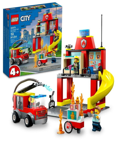 City Fire Station and Fire Truck 60375 Toy Building Set with Firefighter Minifigures