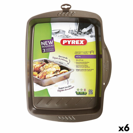 Rectangular Mould Pyrex Asimetria Black Metal 35 x 27 cm Rectangular (6 Units)