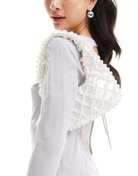 True Decadence embellished shoulder bag in white