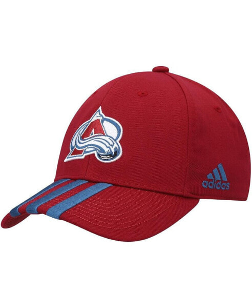 Бордовая бейсболка adidas Colorado Avalanche Locker Room с 3 полосками для мужчин