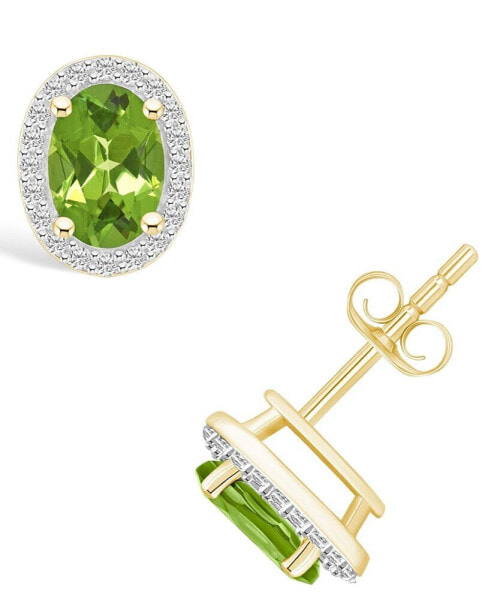 Серьги Macy's Peridot and Sapphire Halo Studs