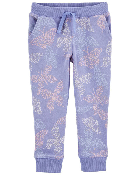 Baby Butterfly Print Pull-On Fleece Pants 12M