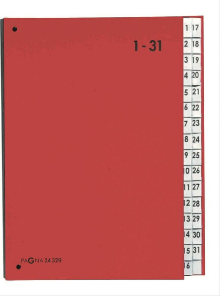 Канцелярские товары для детей PAGNA Прокладка индексирующая Color 32 отделения 1-31 красная