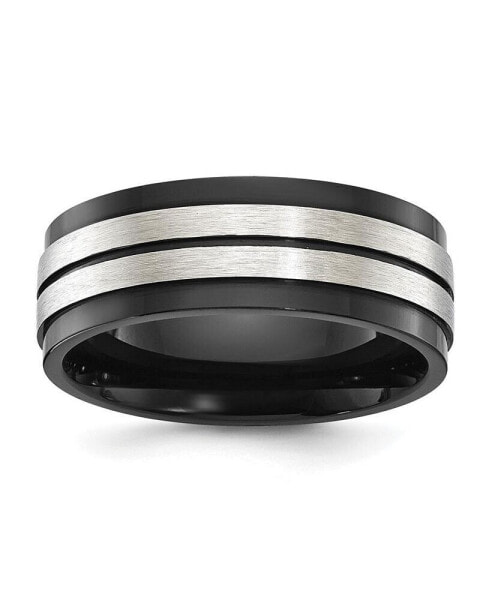 Stainless Steel Brushed Polished Black IP-plated 8mm Band Ring