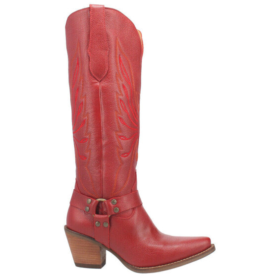 Dingo Heavens To Betsy Embroidered Snip Toe Cowboy Womens Red Casual Boots 01-D