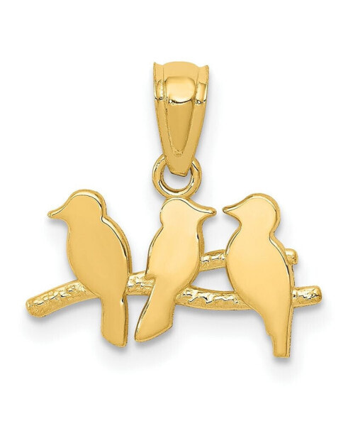 Three Birds on Tree Pendant in 14k Yellow Gold