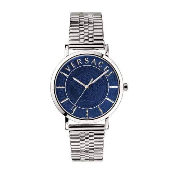 Versace Herren Armbanduhr V-ESSENTIAL silber, blau 40 mm VEJ400821