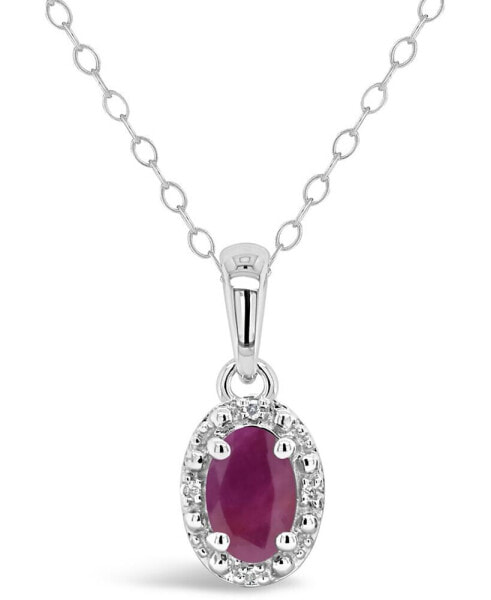 Macy's ruby (5/8 ct. t.w.) and Diamond Accent Pendant Necklace in Sterling Silver