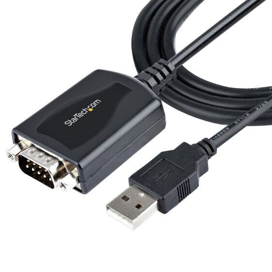 StarTech.com 3ft (1m) USB to Serial Cable with COM Port Retention - DB9 Male RS232 to USB Converter - USB to Serial Adapter for PLC/Printer/Scanner - Prolific Chipset - Windows/Mac - DB-9 - USB Type-A (4 pin) USB 2.0 - 0.9 m - Black