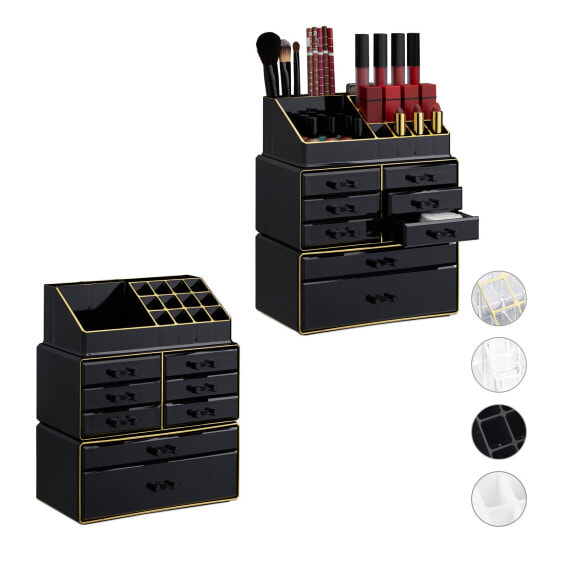 2 x Make Up Organizer schwarz/gold