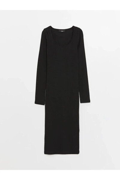 XSIDE Kare Yaka Düz Uzun Kollu Kadın Elbise Elbise