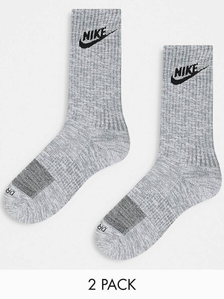 Nike 2 pack everyday plus cushioned socks in particle grey/black