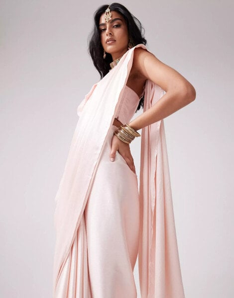 Kanya London Saree glitter co-ord in blush