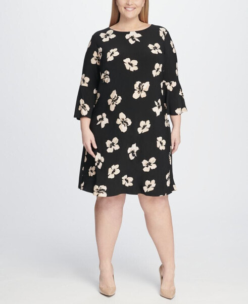 Plus Size Bell-Sleeve Dress