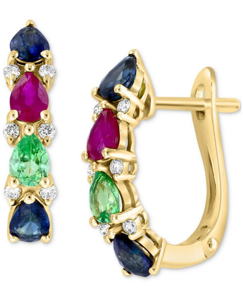 EFFY® Multi-Gemstone (1-7/8 ct. t.w.) & Diamond (1/8 ct. t.w.) Leverback Earrings in 14k Gold
