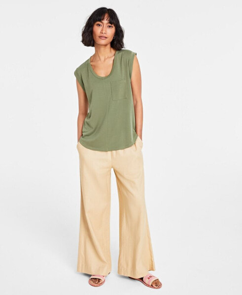 Women's Scoop-Neck Rolled-Sleeve T-Shirt, Created for Macy's