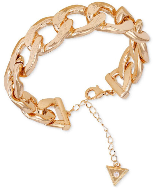 Gold-Tone Logo-Detail Graduated Chunky Curb Chain Bracelet