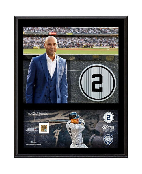 Derek Jeter New York Yankees 12'' x 15'' Jersey Retirement Sublimated Player Plaque with a Capsule of Game-Used Dirt