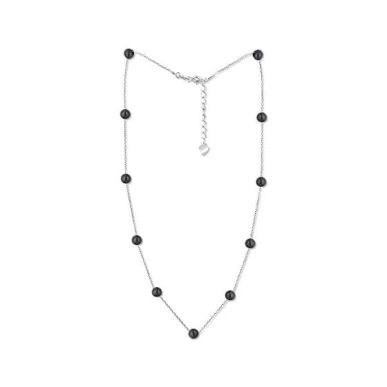 Necklace of delicate 11 genuine black pearls JL0752