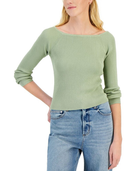 Juniors' Off-The-Shoulder Ribbed Sweater