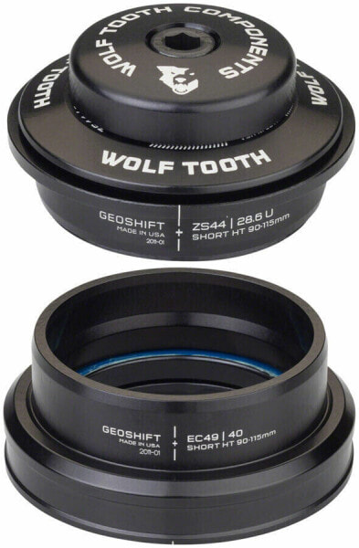 Wolf Tooth GeoShift Performance Angle Headset - ZS44/EC49, Black, Short