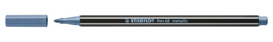 STABILO Pen 68 metallic, Medium, 1 colours, Blue, Bullet tip, 1.4 mm, Black, Blue