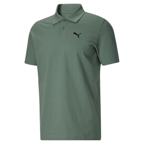 Puma Essential Pique Logo Short Sleeve Polo Shirt Mens Green Casual 67910744