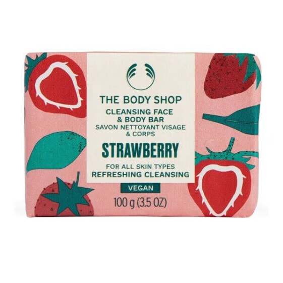 Solid face and body soap Strawberry (Cleansing Face & Body Bar) 100 g