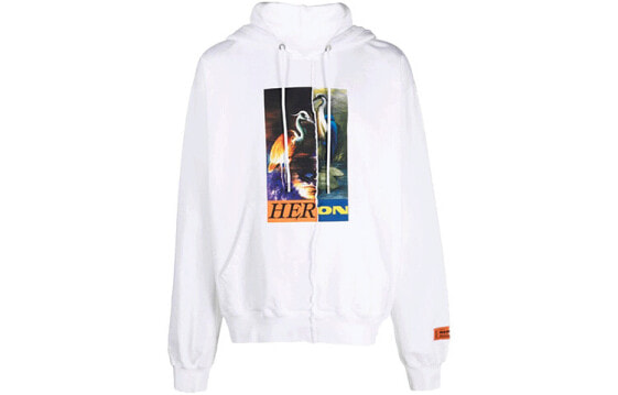 HERON PRESTON FW21 图案印花长袖连帽卫衣 男款 白色 / Худи HERON PRESTON FW21 HMBB021F21JER0020122