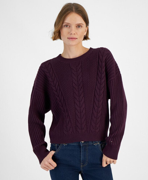 Women's Ribbed Cable-Knit Sweater