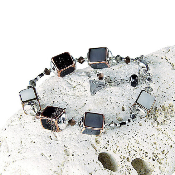 Elegant Clear Night bracelet made of Lampglas BCU25 pearls